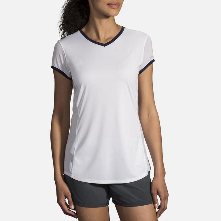 Brooks Womens Stealth Short Sleeve Running Shirt - White (410965-LGV)